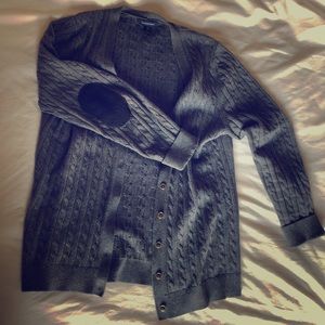 cable knit cardigan with elbow patches